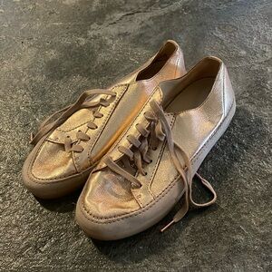 Rose gold Clarks sneakers